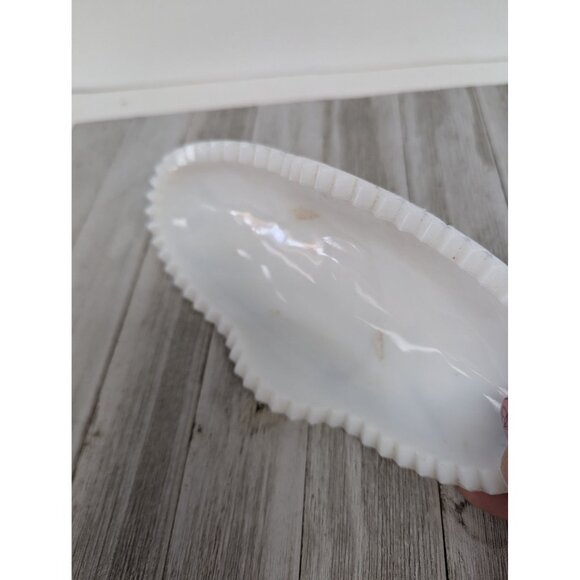 White Pressed Glass Lid ONLY Oval 8 1/4" by 4" - Picture 4 of 6